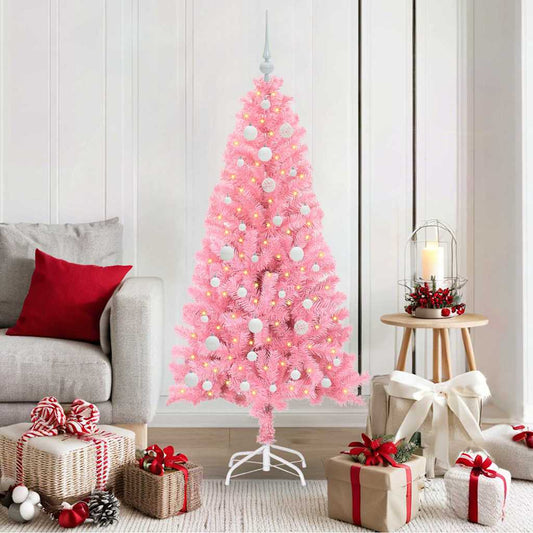 Albero di Natale con 150 LED con supporto Rosa 150 cm PVC