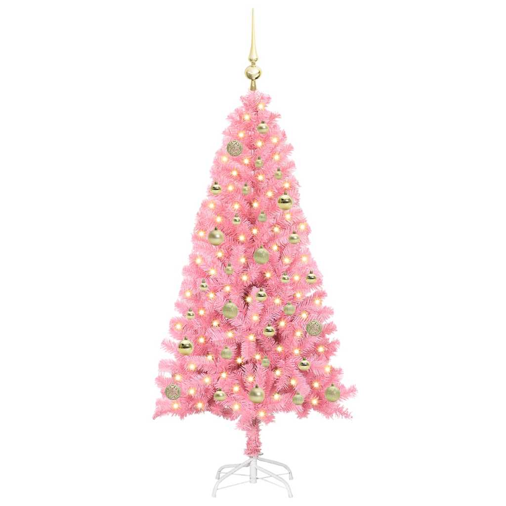 Albero di Natale con 150 LED con supporto Rosa 150 cm PVC