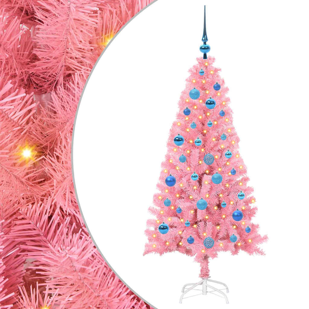 Albero di Natale con 150 LED con supporto Rosa 150 cm PVC