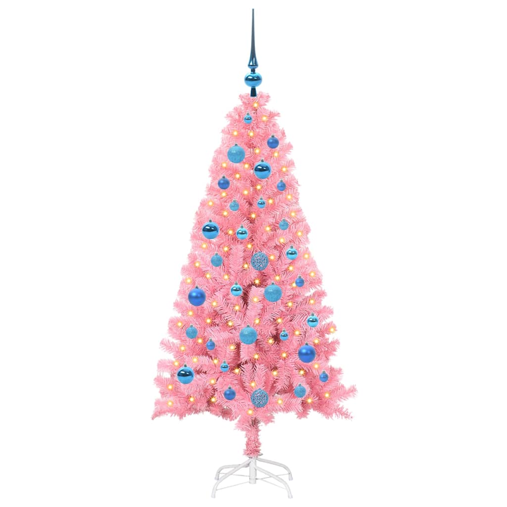 Albero di Natale con 150 LED con supporto Rosa 150 cm PVC