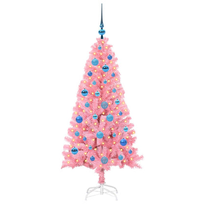 Albero di Natale con 150 LED con supporto Rosa 150 cm PVC
