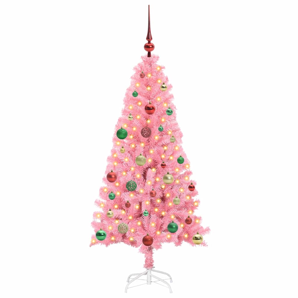 Albero di Natale con 150 LED con supporto Rosa 150 cm PVC