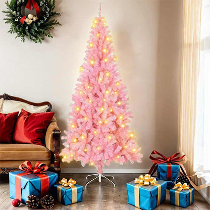Albero di Natale con 300 LED con supporto Rosa 180 cm PVC