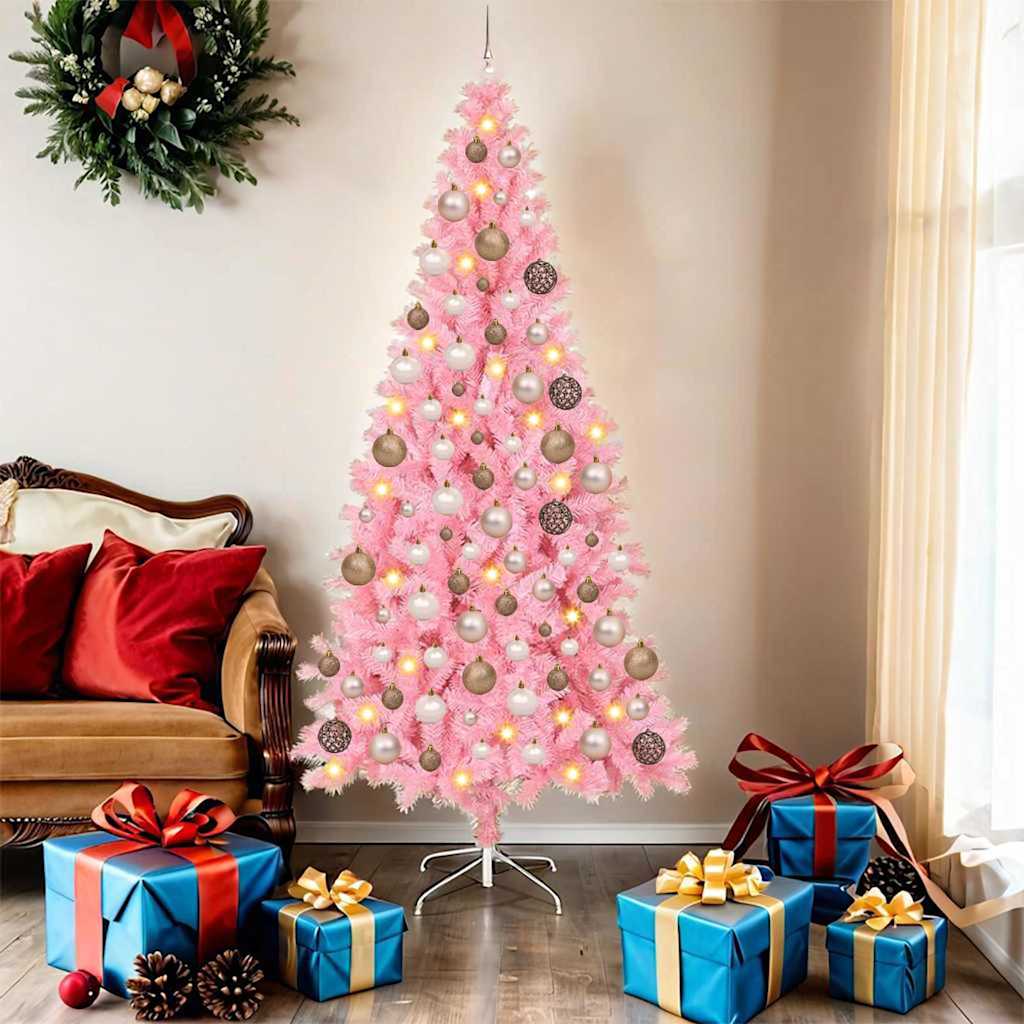 Albero di Natale con 300 LED con supporto Rosa 180 cm PVC