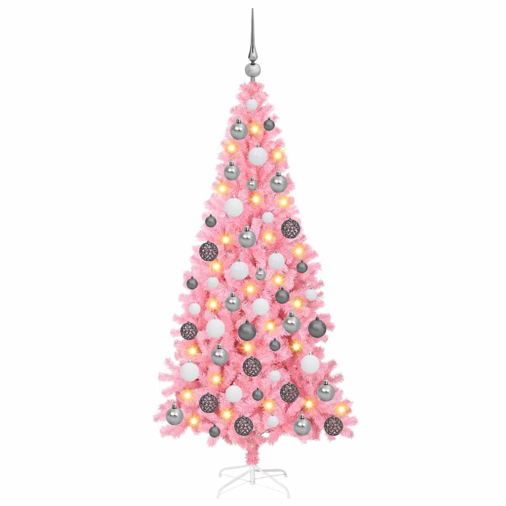 Albero di Natale con 300 LED con supporto Rosa 180 cm PVC