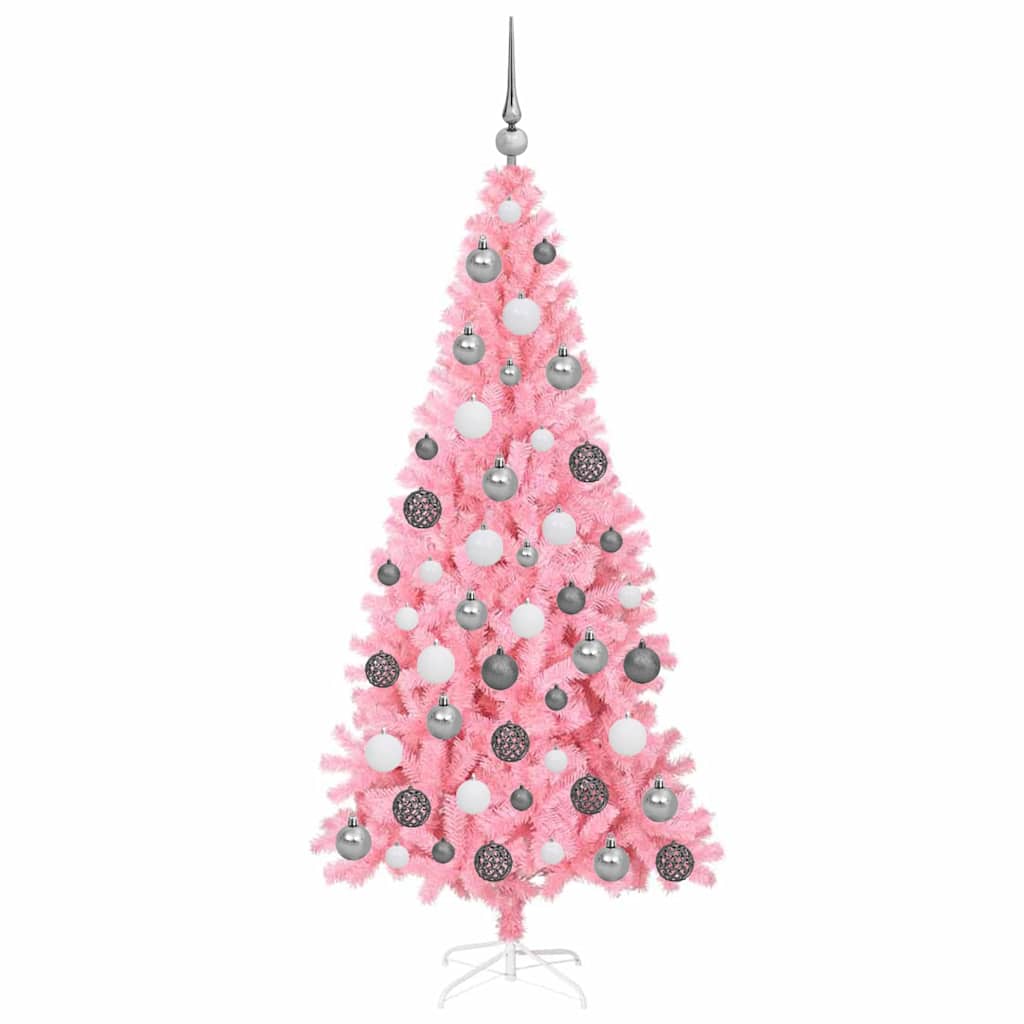 Albero di Natale con 300 LED con supporto Rosa 180 cm PVC
