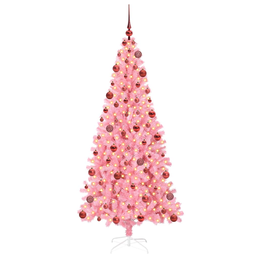 Albero di Natale con 300 LED con supporto Rosa 180 cm PVC