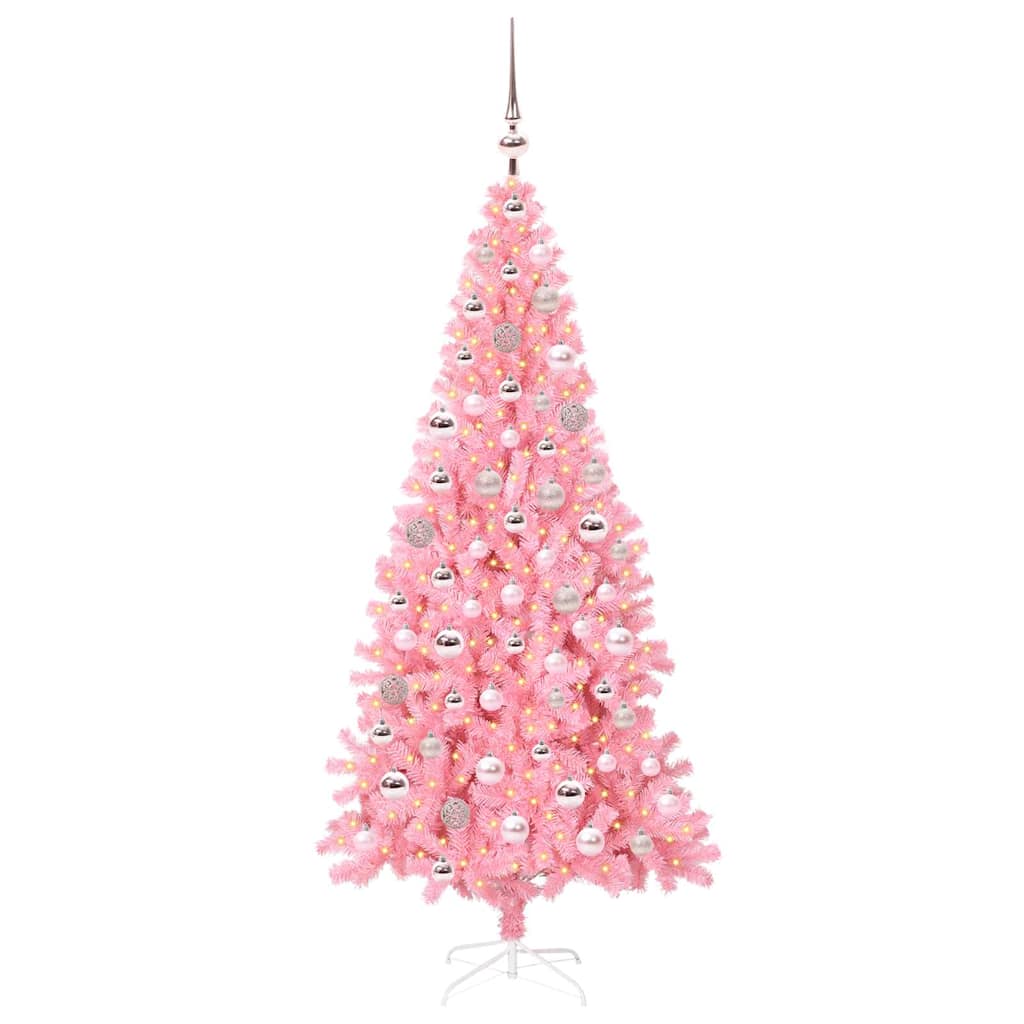 Albero di Natale con 300 LED con supporto Rosa 180 cm PVC
