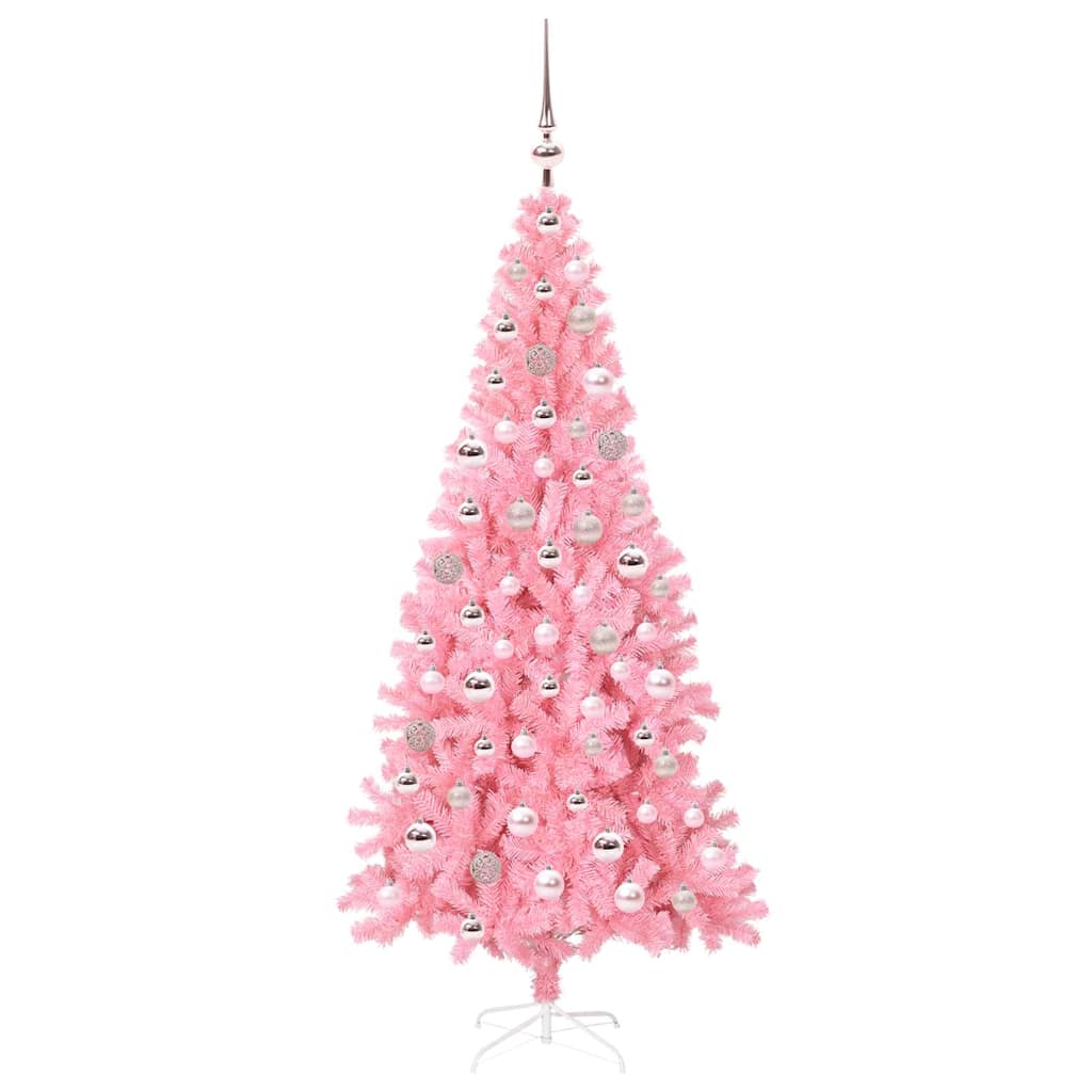 Albero di Natale con 300 LED con supporto Rosa 180 cm PVC