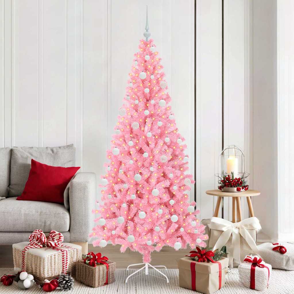 Albero di Natale con 300 LED con supporto Rosa 180 cm PVC