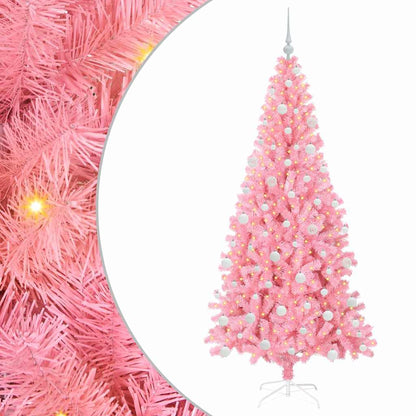 Albero di Natale con 300 LED con supporto Rosa 180 cm PVC