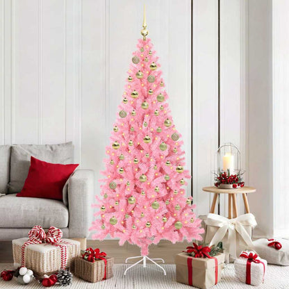 Albero di Natale con 300 LED con supporto Rosa 180 cm PVC