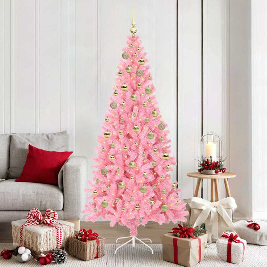 Albero di Natale con 300 LED con supporto Rosa 180 cm PVC