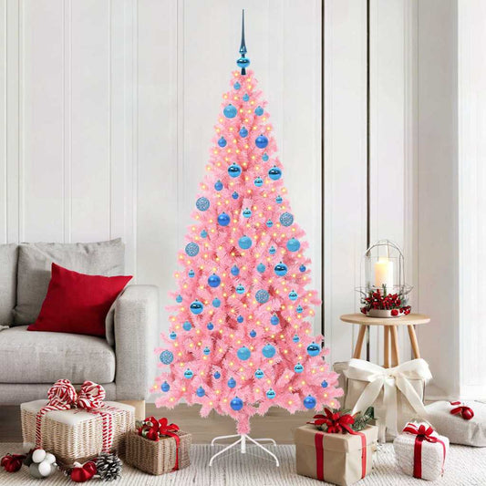 Albero di Natale con 300 LED con supporto Rosa 180 cm PVC