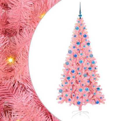 Albero di Natale con 300 LED con supporto Rosa 180 cm PVC