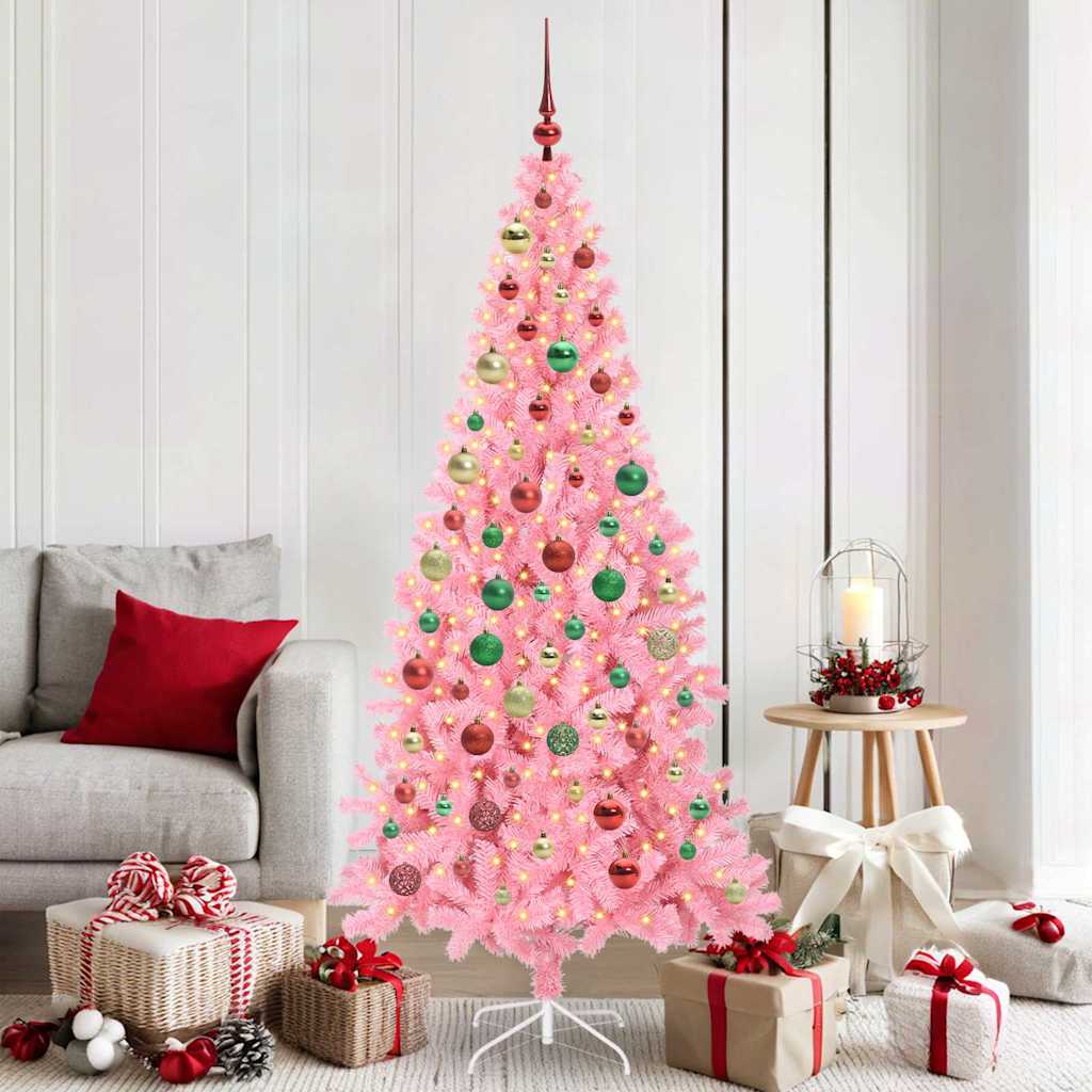 Albero di Natale con 300 LED con supporto Rosa 180 cm PVC