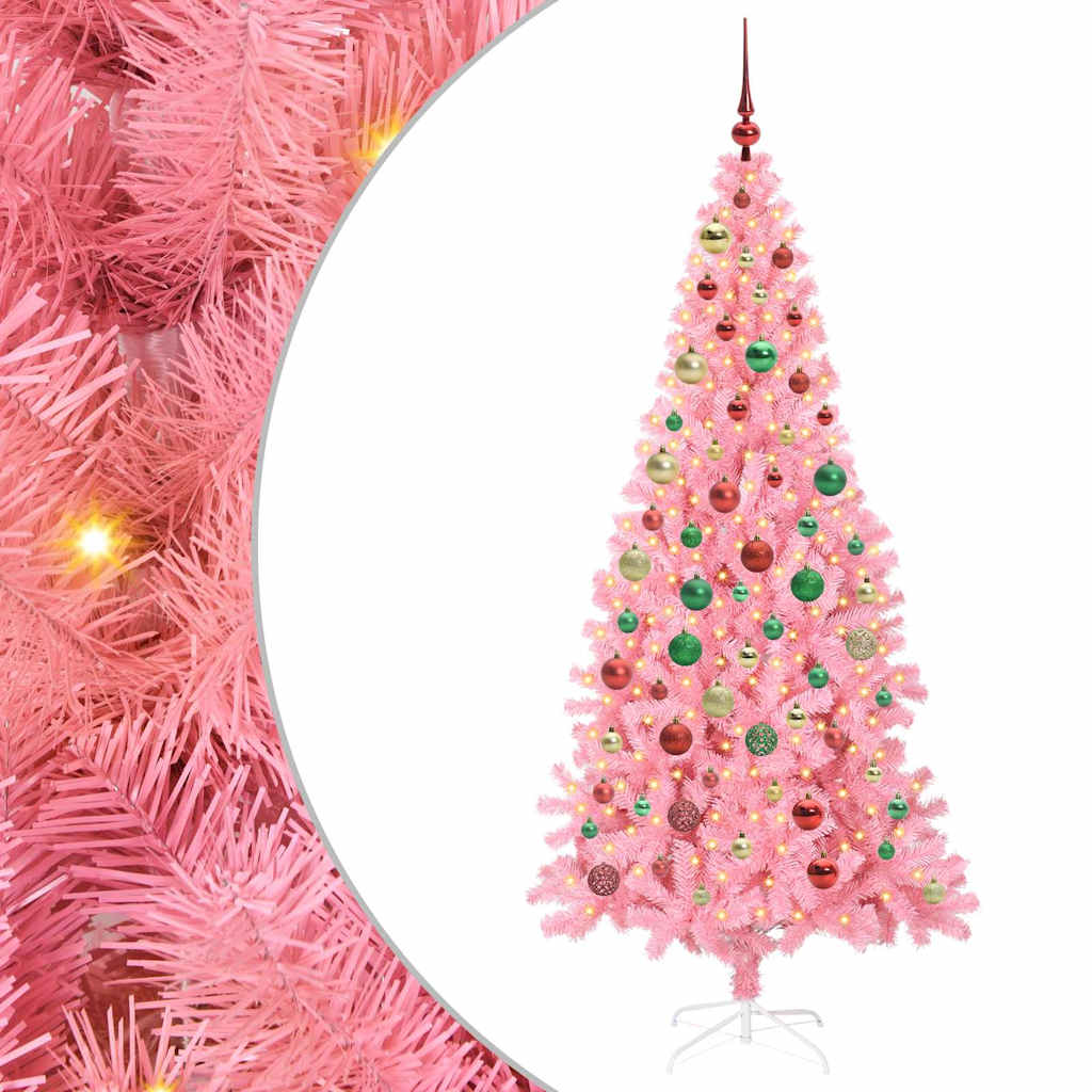 Albero di Natale con 300 LED con supporto Rosa 180 cm PVC