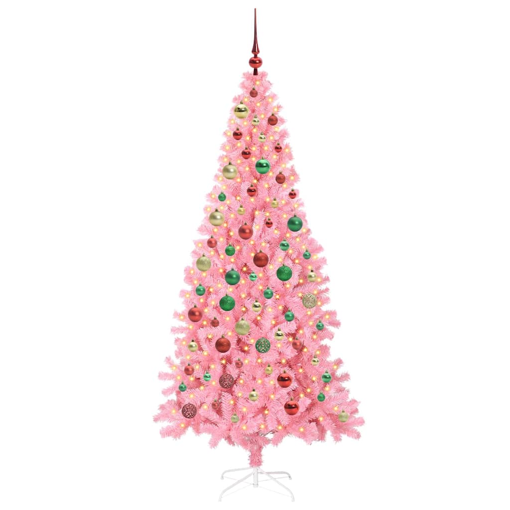 Albero di Natale con 300 LED con supporto Rosa 180 cm PVC