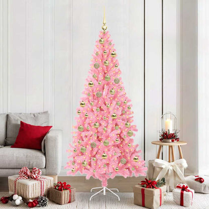 Albero di Natale con 300 LED con supporto Rosa 210 cm PVC