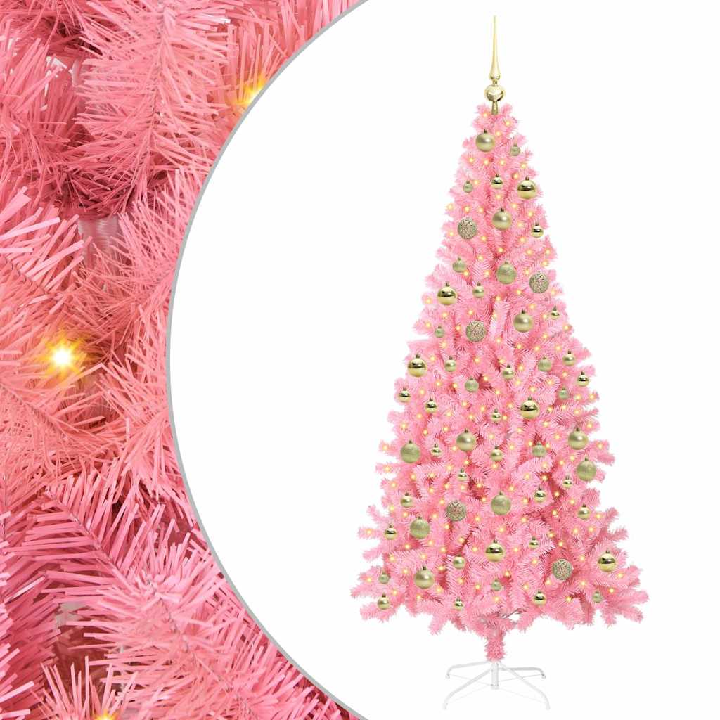 Albero di Natale con 300 LED con supporto Rosa 210 cm PVC