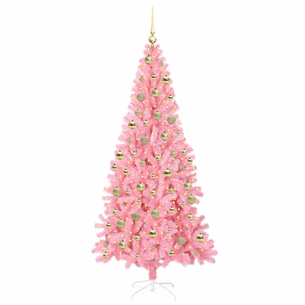 Albero di Natale con 300 LED con supporto Rosa 210 cm PVC