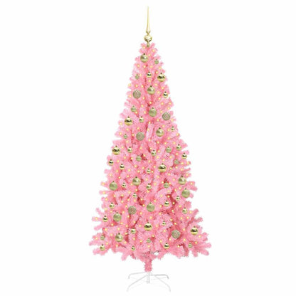 Albero di Natale con 300 LED con supporto Rosa 210 cm PVC