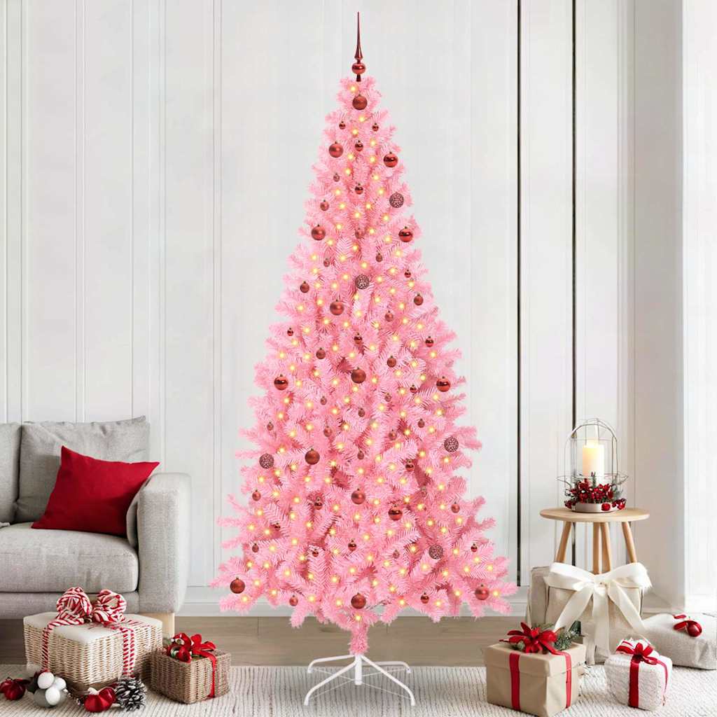 Albero di Natale con 300 LED con supporto Rosa 240 cm PVC