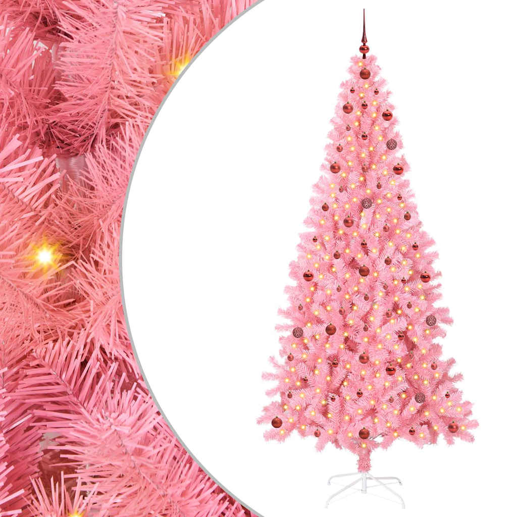 Albero di Natale con 300 LED con supporto Rosa 240 cm PVC