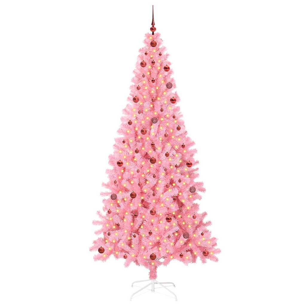 Albero di Natale con 300 LED con supporto Rosa 240 cm PVC