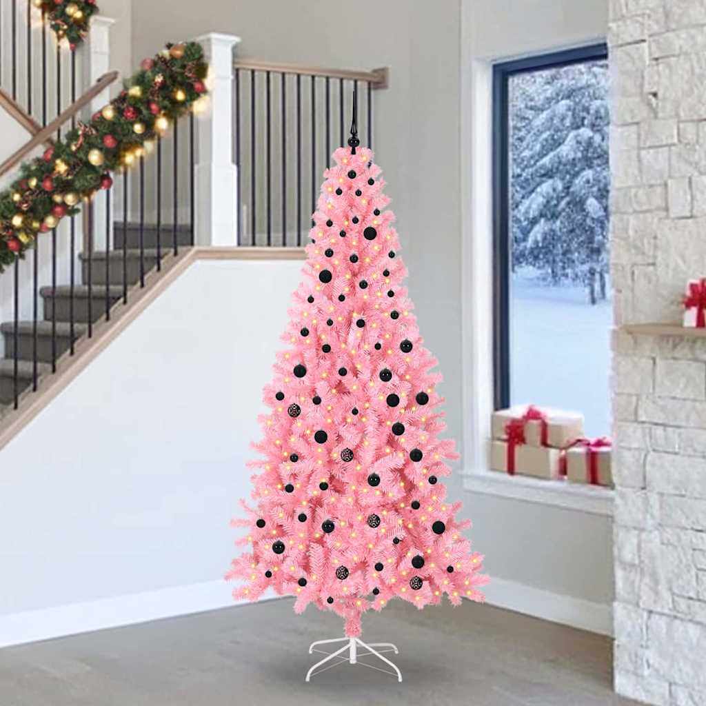 Albero di Natale con 300 LED con supporto Rosa 240 cm PVC