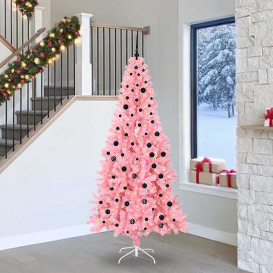 Albero di Natale con 300 LED con supporto Rosa 240 cm PVC