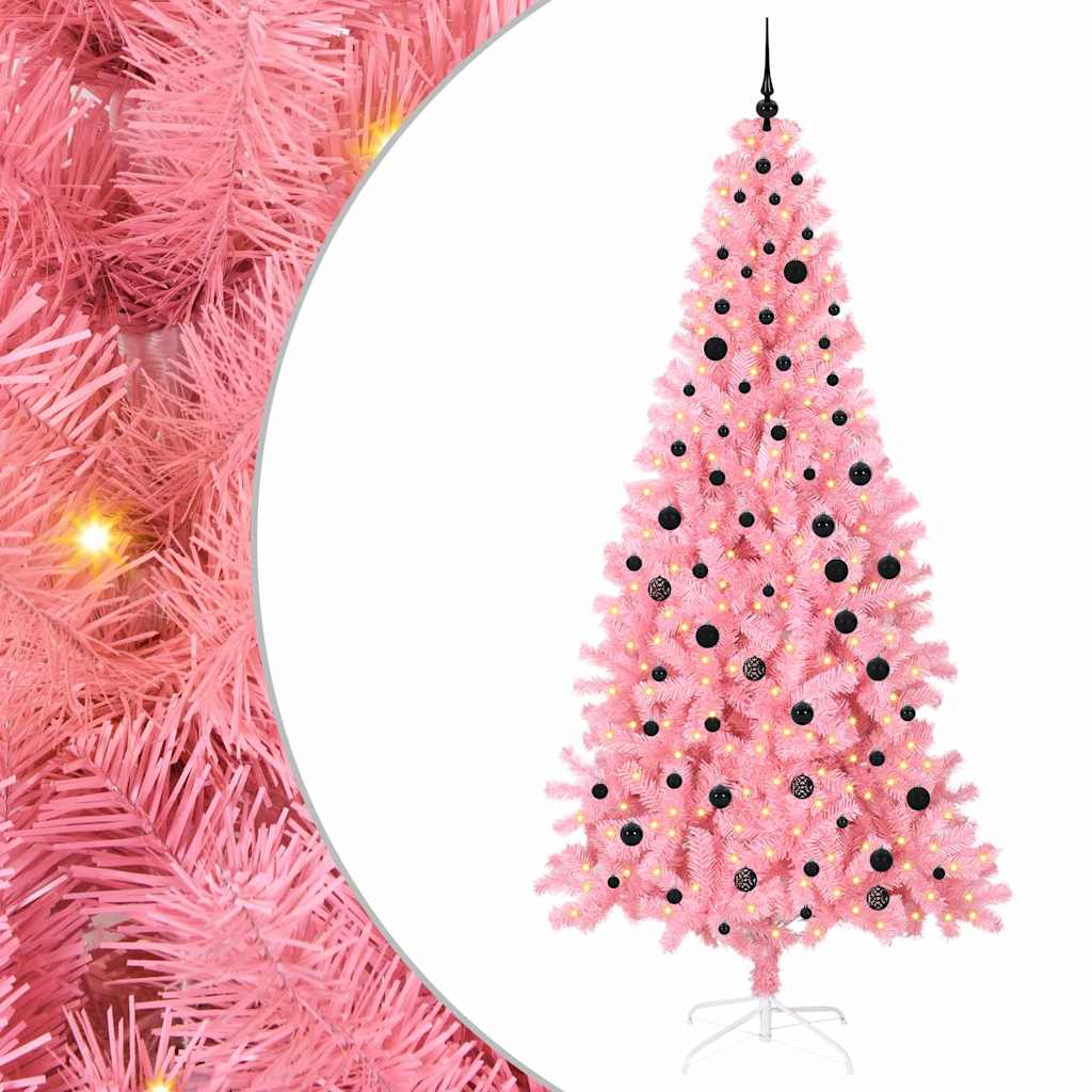 Albero di Natale con 300 LED con supporto Rosa 240 cm PVC