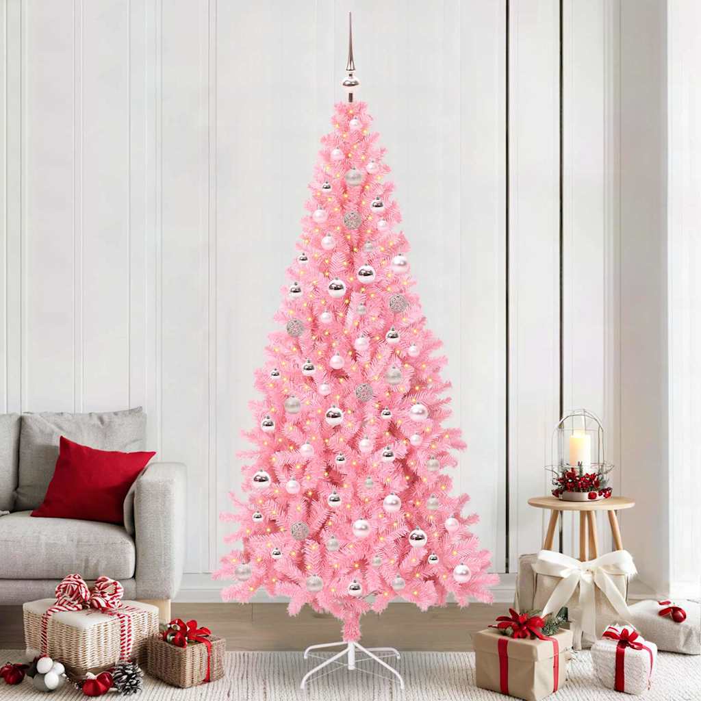 Albero di Natale con 300 LED con supporto Rosa 240 cm PVC