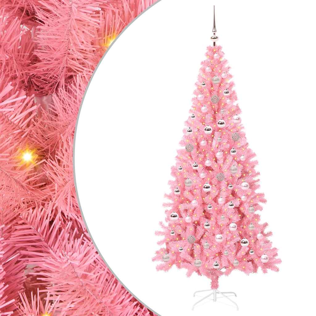 Albero di Natale con 300 LED con supporto Rosa 240 cm PVC