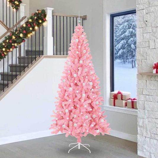 Albero di Natale con 300 LED con supporto Rosa 240 cm PVC