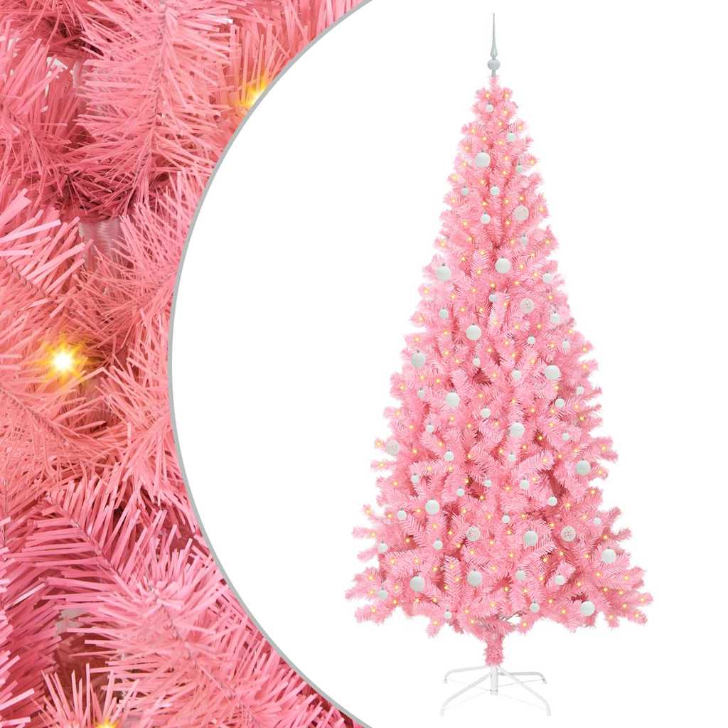 Albero di Natale con 300 LED con supporto Rosa 240 cm PVC