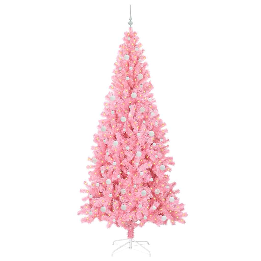 Albero di Natale con 300 LED con supporto Rosa 240 cm PVC