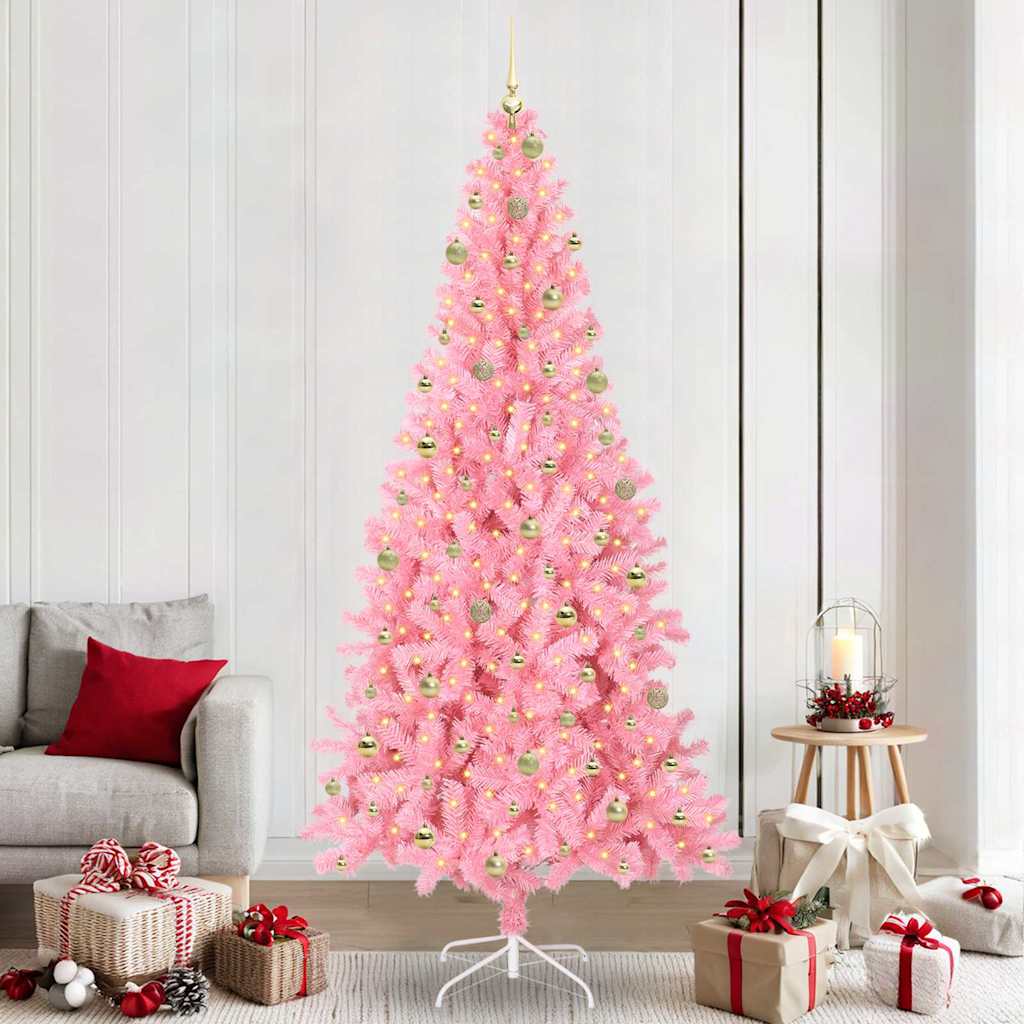 Albero di Natale con 300 LED con supporto Rosa 240 cm PVC