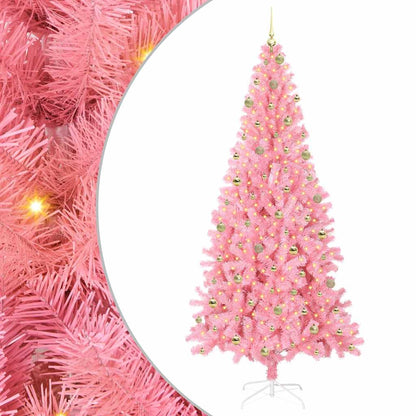 Albero di Natale con 300 LED con supporto Rosa 240 cm PVC