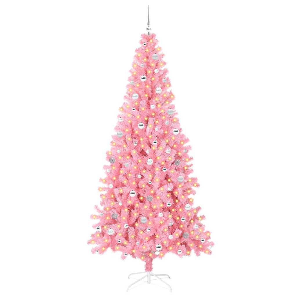 Albero di Natale con 300 LED con supporto Rosa 240 cm PVC
