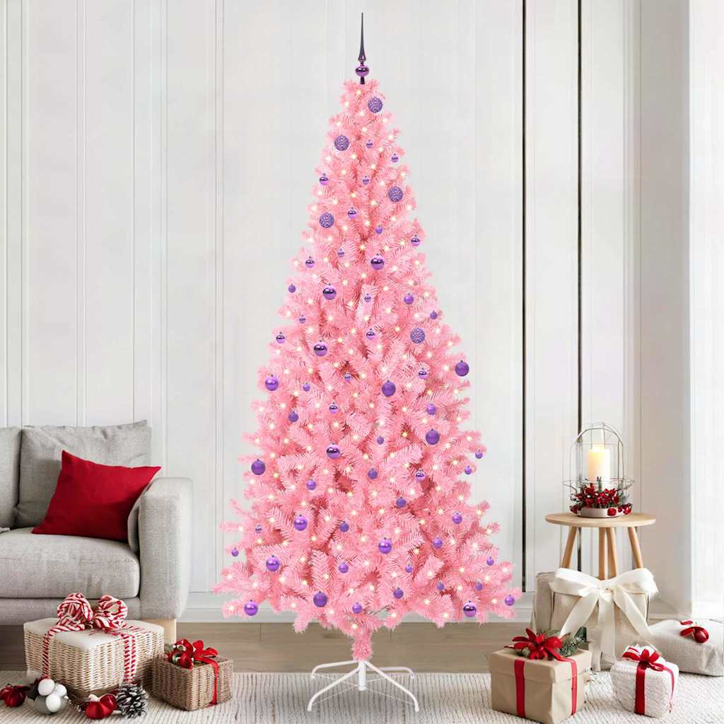 Albero di Natale con 300 LED con supporto Rosa 240 cm PVC