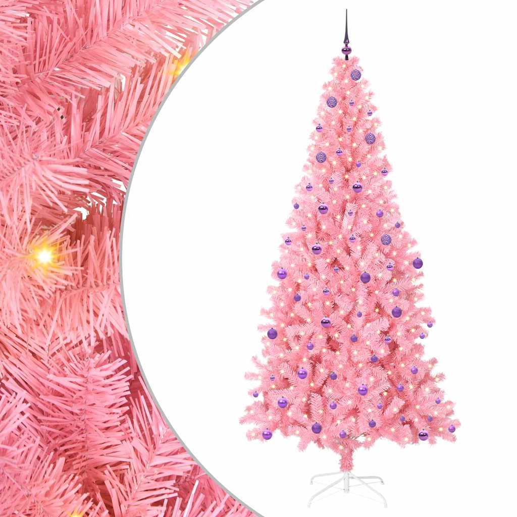 Albero di Natale con 300 LED con supporto Rosa 240 cm PVC