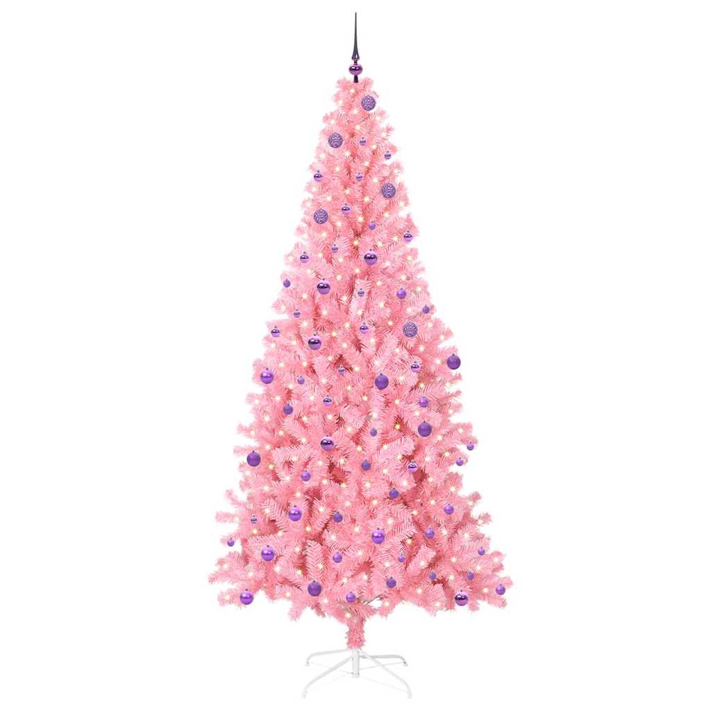 Albero di Natale con 300 LED con supporto Rosa 240 cm PVC
