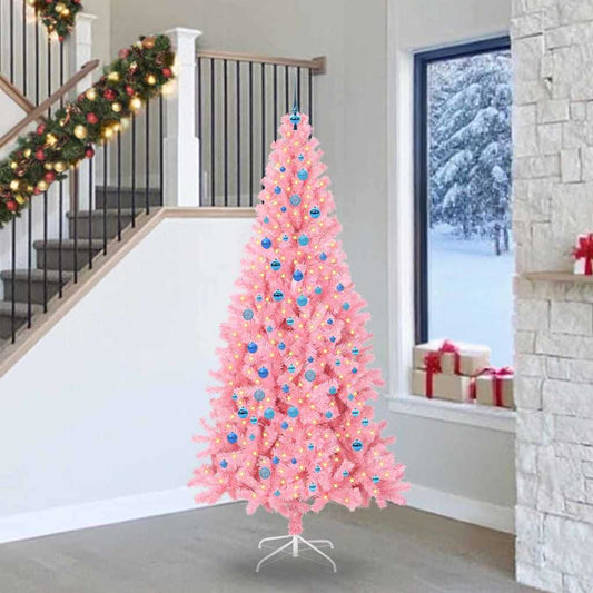 Albero di Natale con 300 LED con supporto Rosa 240 cm PVC