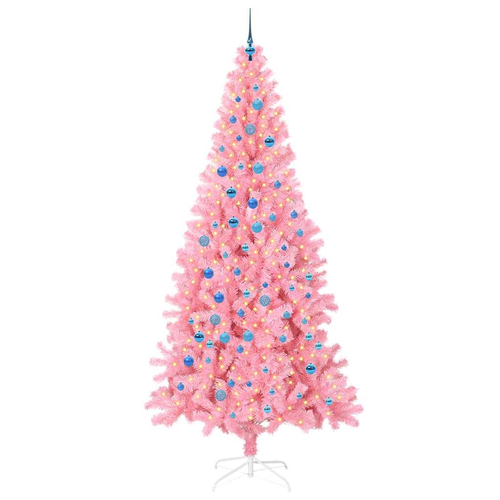 Albero di Natale con 300 LED con supporto Rosa 240 cm PVC