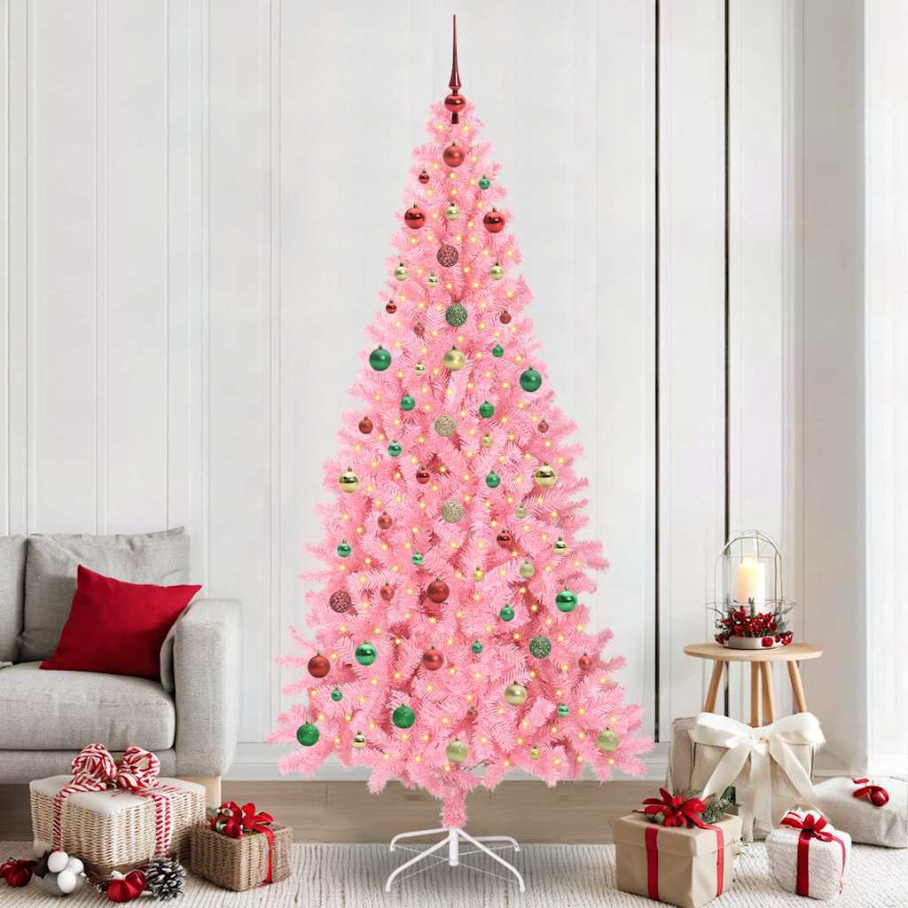 Albero di Natale con 300 LED con supporto Rosa 240 cm PVC