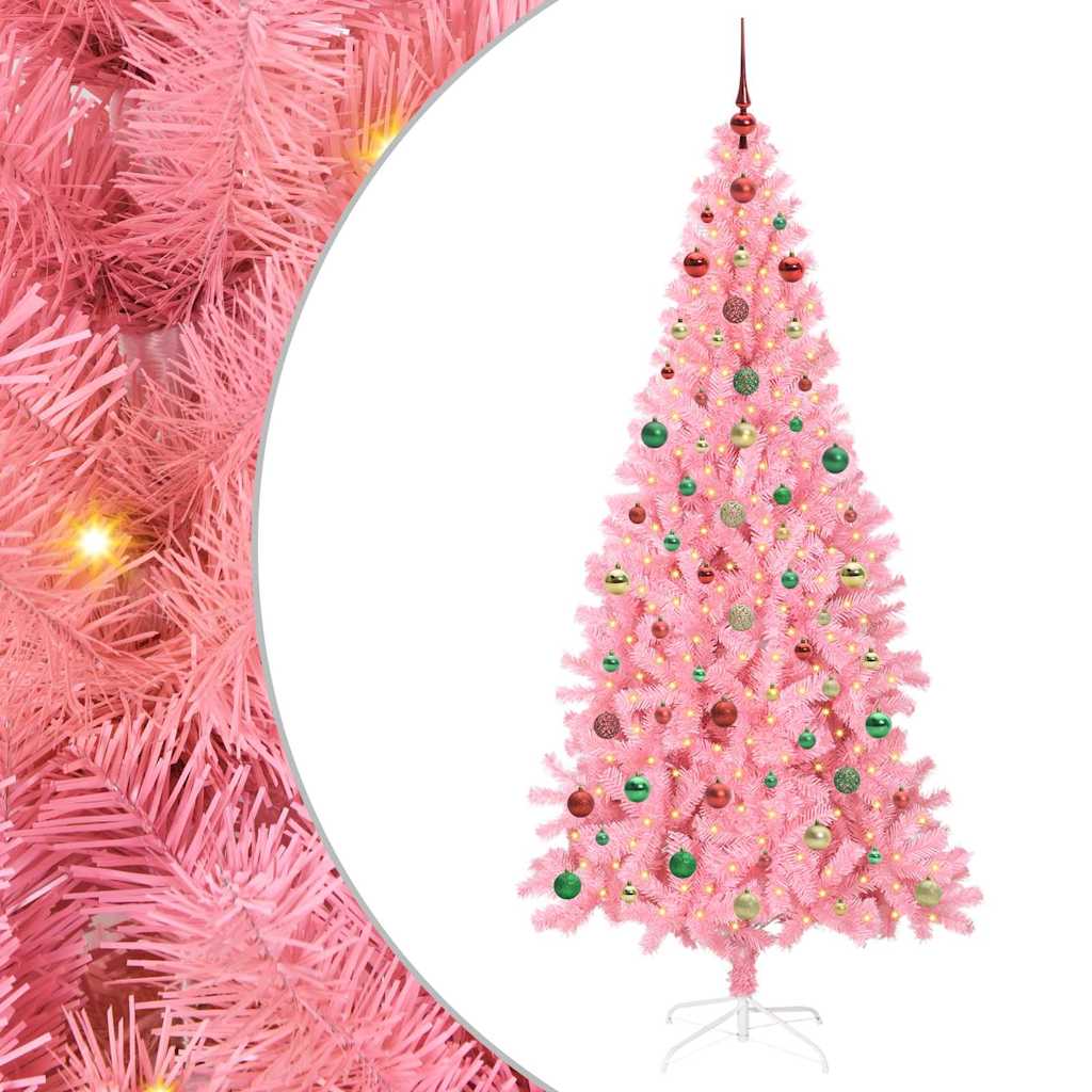 Albero di Natale con 300 LED con supporto Rosa 240 cm PVC