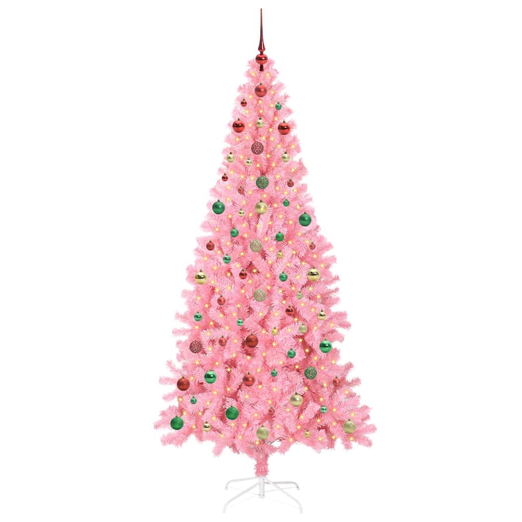 Albero di Natale con 300 LED con supporto Rosa 240 cm PVC