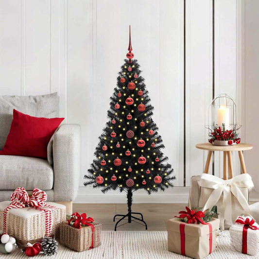 Albero di Natale con 150 LED con supporto Nero 120 cm PVC