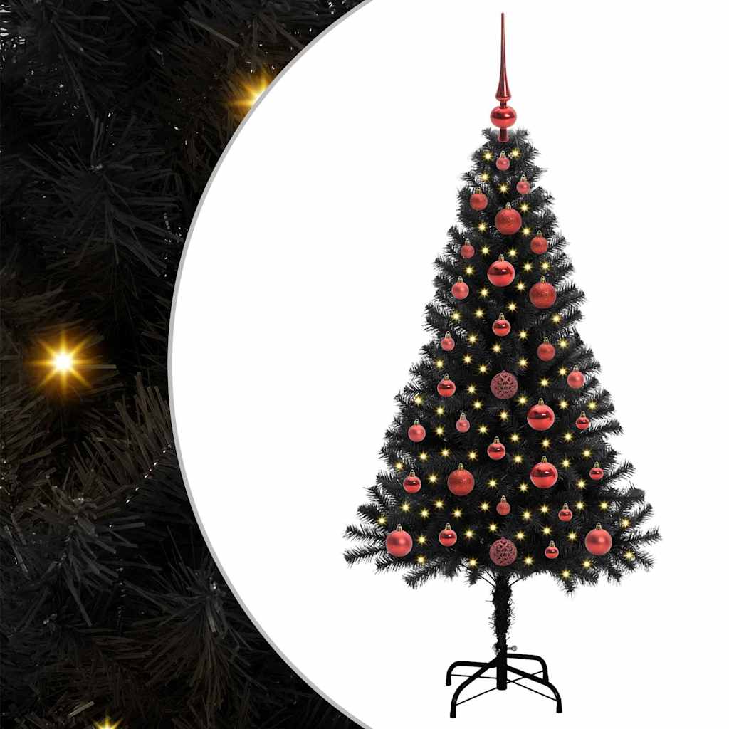 Albero di Natale con 150 LED con supporto Nero 120 cm PVC